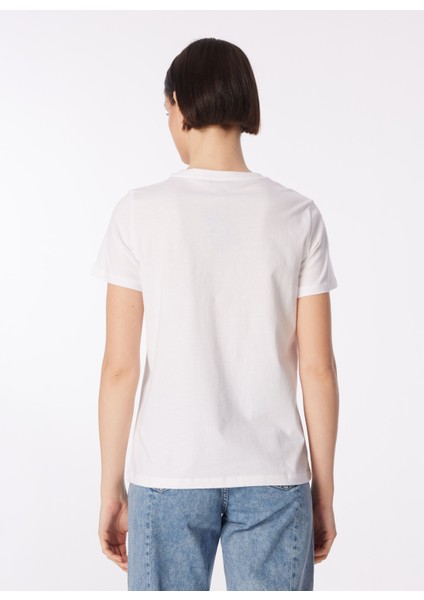 Beyaz Kadın Bisiklet Yaka Basic T-Shirt F4Sl-Tst0747 indirimleri
