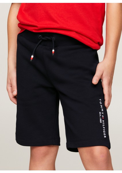 Lastikli Bel Normal Lacivert Erkek Şort Essentıal Sweatshorts