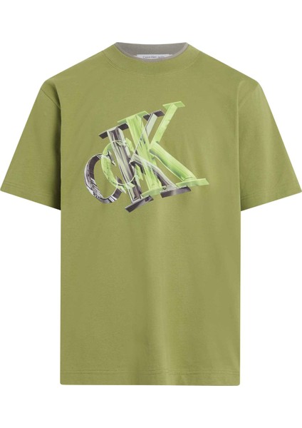 Baskılı Yeşil Erkek T-Shirt J30J325201L9N