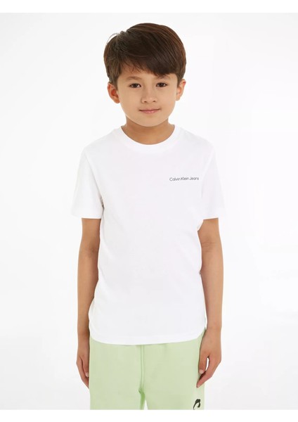 Calvin Klein Beyaz Erkek Çocuk T-Shirt Chest Inst. Logo Ss T-Shirt