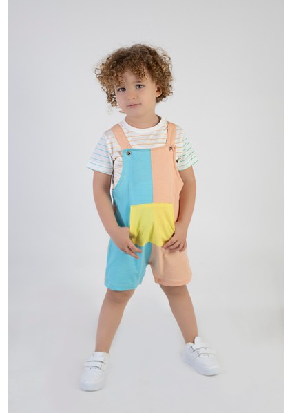 Erkek Çocuk Pamuk Kumaş Kısa Kollu T-Shirt Dahil Salopet Tulum fiyatları