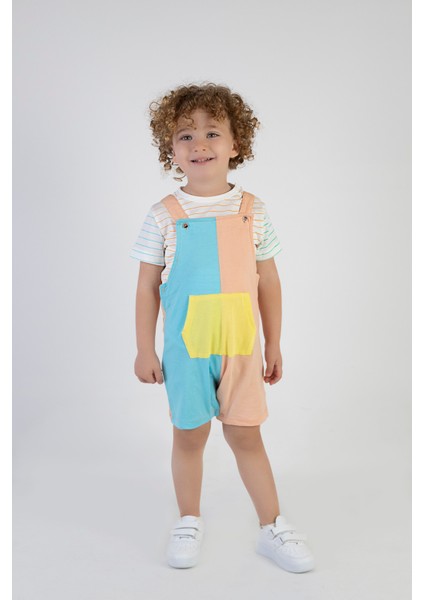 Erkek Çocuk Pamuk Kumaş Kısa Kollu T-Shirt Dahil Salopet Tulum fırsatları