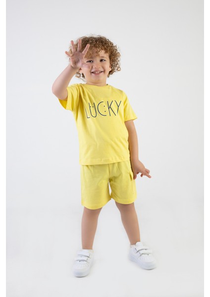 Erkek Çocuk Lucky Baskılı Kısa Kollu Şortlu Alt Üst Takım