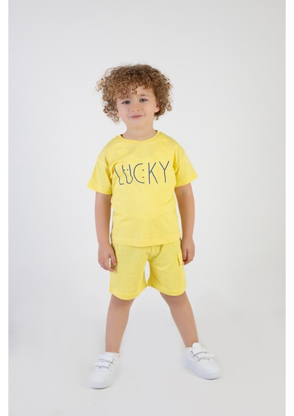 Erkek Çocuk Lucky Baskılı Kısa Kollu Şortlu Alt Üst Takım fiyatları