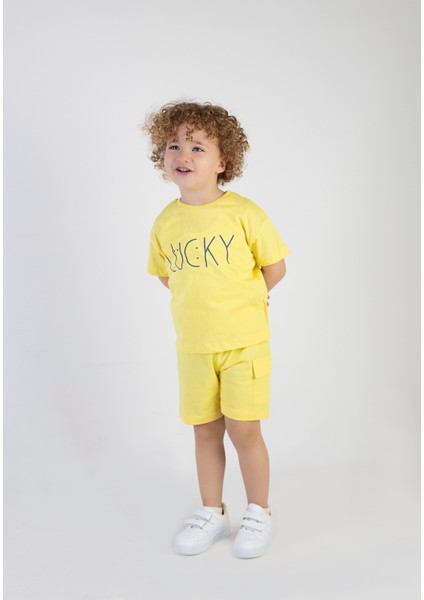 Erkek Çocuk Lucky Baskılı Kısa Kollu Şortlu Alt Üst Takım fırsatları