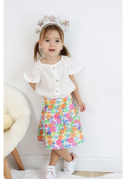 Kız Çocuk Gömlek-Etek Çiçekli Takım fiyatları