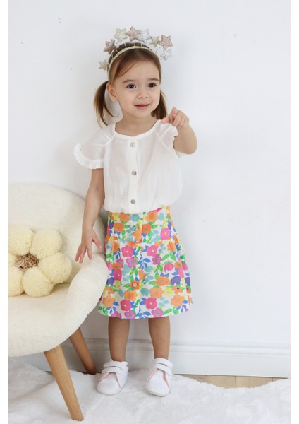 Kız Çocuk Gömlek-Etek Çiçekli Takım indirimleri