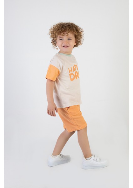 Erkek Çocuk Happy Day Baskılı Kısa Kollu Şortlu Basic Alt Üst Takım indirimleri