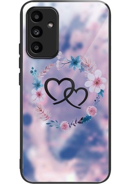 Samsung Galaxy A15 4g/5g Telefon Kılıfı Temperli Cam Desenli Arka Kapak-Kalpten Kalbe/çiçek (Yurt Dışından)
