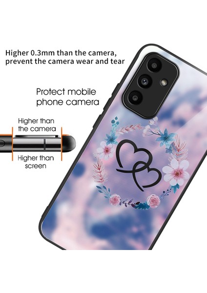Samsung Galaxy A15 4g/5g Telefon Kılıfı Temperli Cam Desenli Arka Kapak-Kalpten Kalbe/çiçek (Yurt Dışından)
