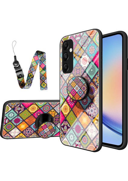 Samsung Galaxy A35 5g Kickstand Temperli Cam+Pc+Tpu Desen Telefon Kılıfı (Yurt Dışından)