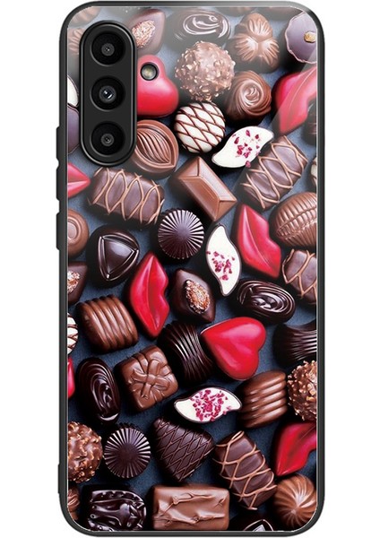Samsung Galaxy A14 4g/5g Tpu Çerçeve Desenli BaskıÇikolata Temperli Cam Telefon Kılıfı (Yurt Dışından)