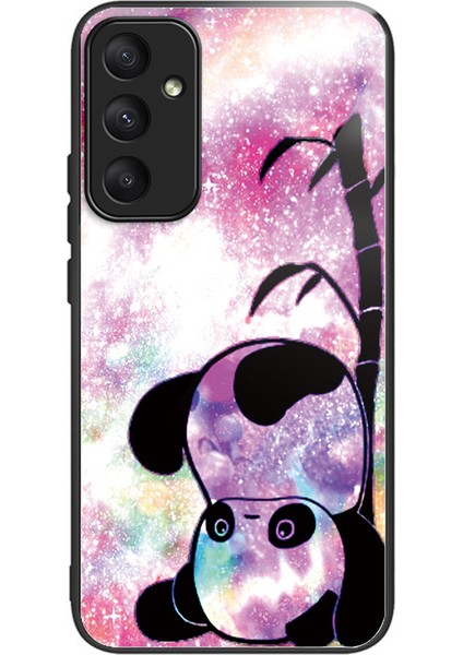 Samsung Galaxy A55 5g Temperli Cam Kılıf Tpu Çerçeve Desen Koruyucu Telefon Kapağı-Sevimli Panda Için (Yurt Dışından)