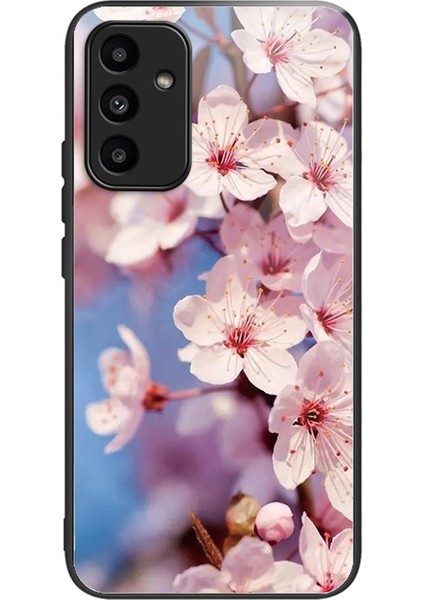 Samsung Galaxy A15 4g/5g Kılıf Desenli Tasarımlı Şeftali Çiçeği Temperli Cam Telefon Kapağı (Yurt Dışından)