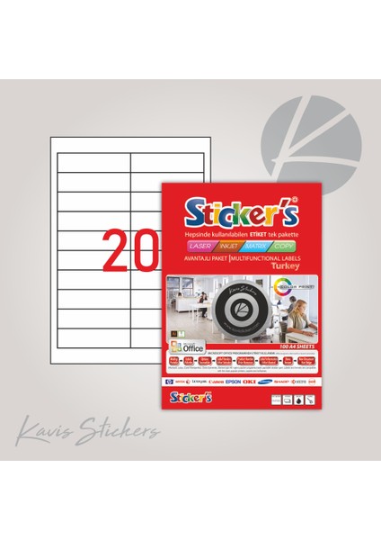 95 x 26 Düz Kesim A4 Stıcker Lazer Etiket