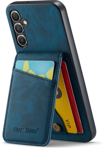 Samsung Galaxy A15 4g/5g Cep Telefonu Kılıfı Pu+Tpu Crazy Horse Dokulu Kapak-Mavi (Yurt Dışından)