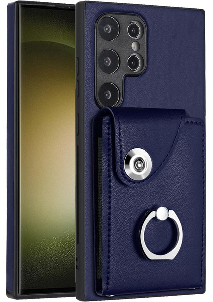 Samsung Galaxy S24 Ultra Manyetik Kart Tutucu Safir Telefon Kılıfı (Yurt Dışından)
