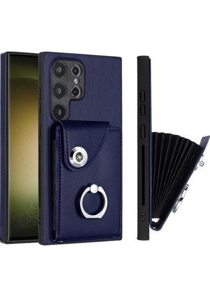 Samsung Galaxy S24 Ultra Manyetik Kart Tutucu Safir Telefon Kılıfı (Yurt Dışından) fiyatları