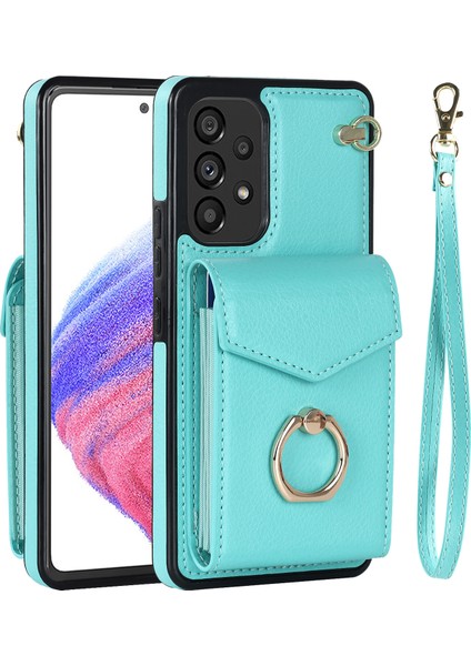 Samsung Galaxy M32 5g Kapak Deri + Tpu Akordeon Kart Çantası Cep Telefonu Kılıfı Kickstand-Nane Yeşili Için (Yurt Dışından)