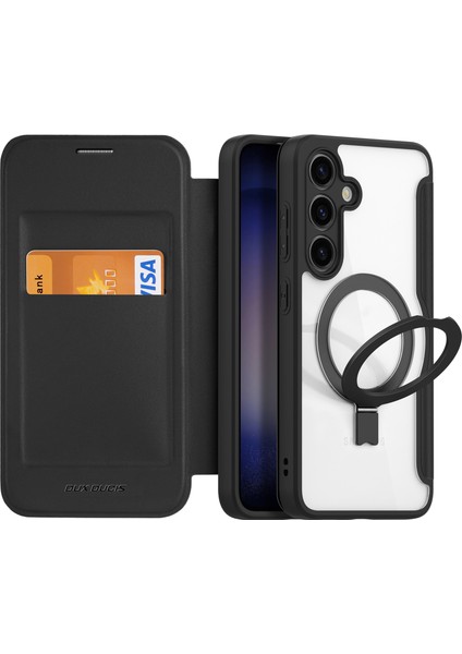 Samsung Galaxy S24+ Manyetik Rfıd Engelleme Kart Yuvaları Kickstand Telefon Kılıfı (Yurt Dışından)