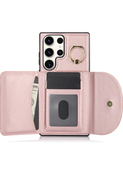 Samsung Galaxy S24 Ultra Halka Kickstand AntiDrop Kabuk Kart Sahipleri Altın Telefon Kılıfı (Yurt Dışından) fiyatları