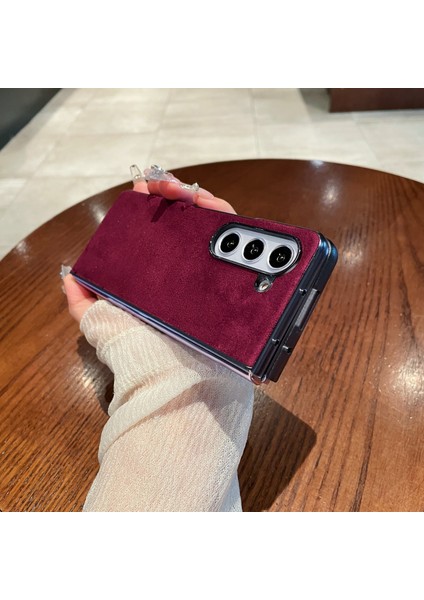 Samsung Galaxy Z Fold5 5g Süet Soft Touch Arka Şarap Telefon Kılıfı (Yurt Dışından)