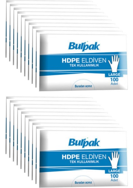 Hdpe Iş Temizlik Tek Kullanımlık Şeffaf Eldiven / Büyük Boy / 100 Adetlik 10 Paket - Koli