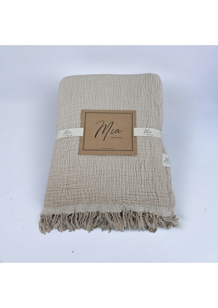 4 Kat Müslin Battal Boy Bej/ekru Çift Renk 230X270 cm Yatak Örtüsü - Pike modelleri