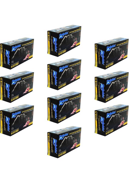 Tek Kullanımlık Lateks Siyah Pudrasız Nitril Muayne Eldiveni Medium Orta 100'lü 10 Paket