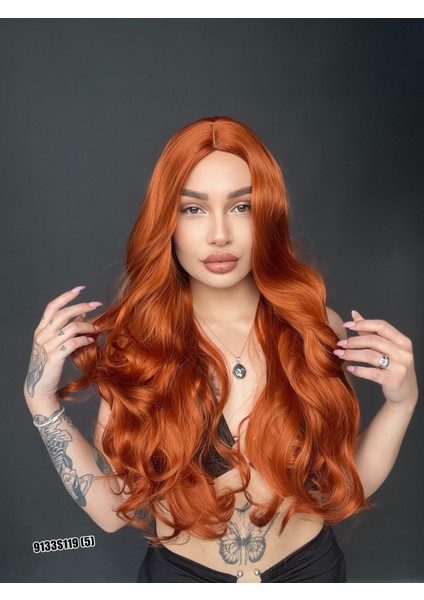 Maşa Dalgalı Fiber Sentetik Uzun Perçemsiz Peruk Bakır fiyatları