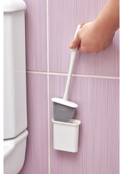 Silikon Duvara Yapışan Bükülebilir Pratik Silikon Wc Klozet ve Tuvalet Fırçası