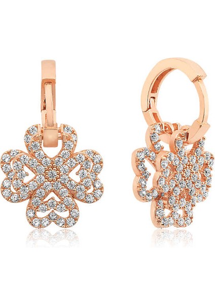 925 Ayar Gümüş Üç Boyutlu Yonca Küpe