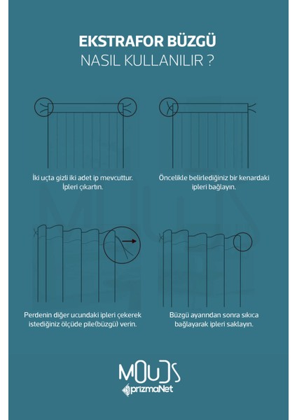 Açık Mavi Dalga Desenli Süet Oturma Odası, Salon Fon Perde Baskılı Ekstrafor Büzgü Tek Kanat