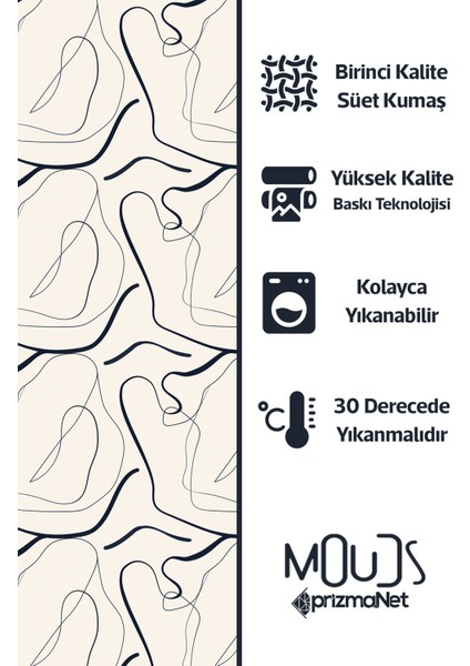 Omegu 4 Desenli Süet Oturma Odası Salon Fon Perde Dijital Baskılı Ekstrafor Büzgü Tek Kanat PRD-1054