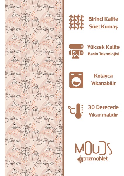One Line Woman Desenli Süet Oturma Odası Salon Fon Perde Baskılı Ekstrafor Büzgü Tek Kanat PRD-1105