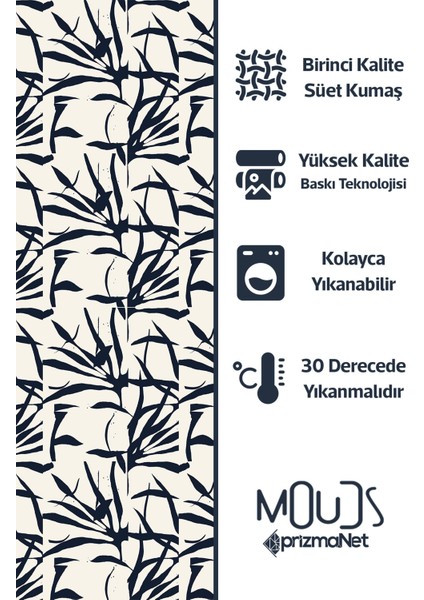 Omegu 1 Desenli Süet Oturma Odası Salon Fon Perde Dijital Baskılı Ekstrafor Büzgü Tek Kanat PRD-1053