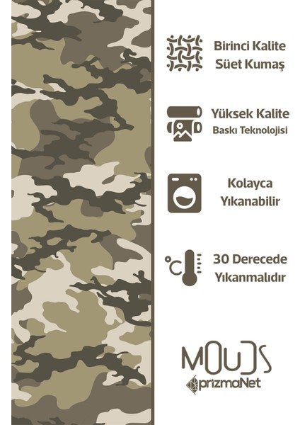 Yeşil Kamuflaj Desenli Süet Oturma Odası Salon Fon Perde Baskılı Ekstrafor Büzgü Tek Kanat PRD-1089