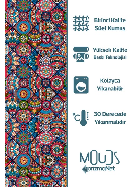 Anatolia 10 Desenli Süet Oturma Odası Salon Fon Perde Baskılı Ekstrafor Büzgü Tek Kanat PRD-1101
