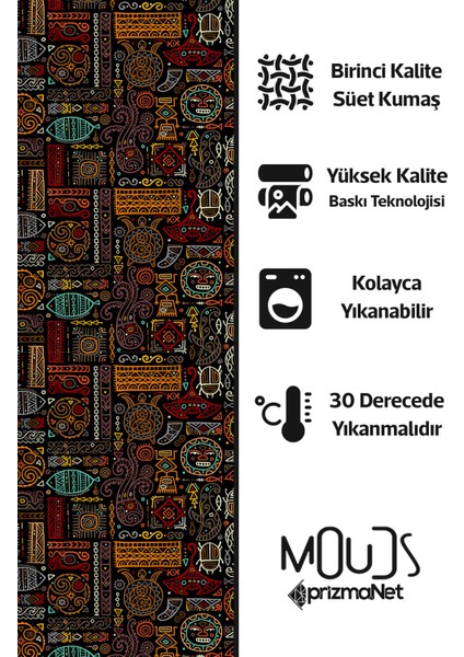 Hitit Figure 4 Desenli Süet Oturma Odası Salon Fon Perde Baskılı Ekstrafor Büzgü Tek Kanat PRD-1017 indirimleri