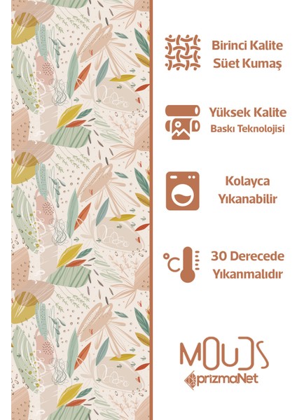 Xero Floral 2 Desenli Süet Oturma Odası Salon Fon Perde Baskılı Ekstrafor Büzgü Tek Kanat PRD-1080