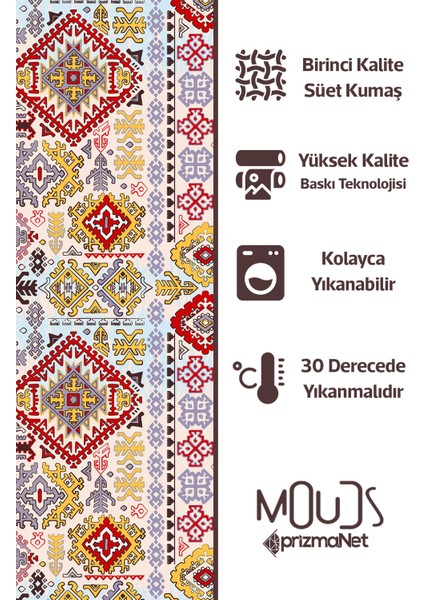 Anatolia 8 Desenli Süet Oturma Odası Salon Fon Perde Baskılı Ekstrafor Büzgü Tek Kanat PRD-1010