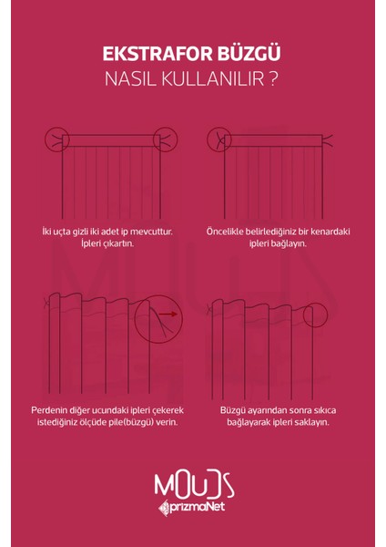 Fuşya Desenli Süet Oturma Odası, Salon Fon Perde Dijital Baskılı Ekstrafor Büzgü Tek Kanat PRD-1000