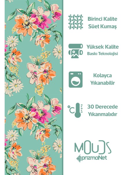 Old Flowers Pattern 4 Desenli Süet Oturma Odası Salon Fon Perde Ekstrafor Büzgü Tek Kanat PRD-1034