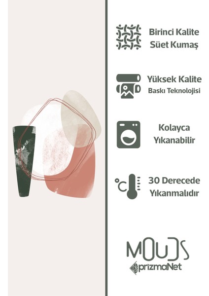 Soft Oval Desenli Süet Oturma Odası Salon Fon Perde Baskılı Ekstrafor Büzgü Tek Kanat PRD-1111
