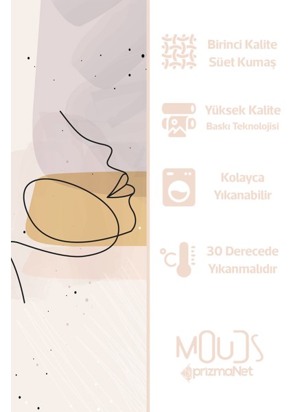 One Line Serisi Desenli Süet Oturma Odası Salon Fon Perde Baskılı Ekstrafor Büzgü Tek Kanat PRD-1047