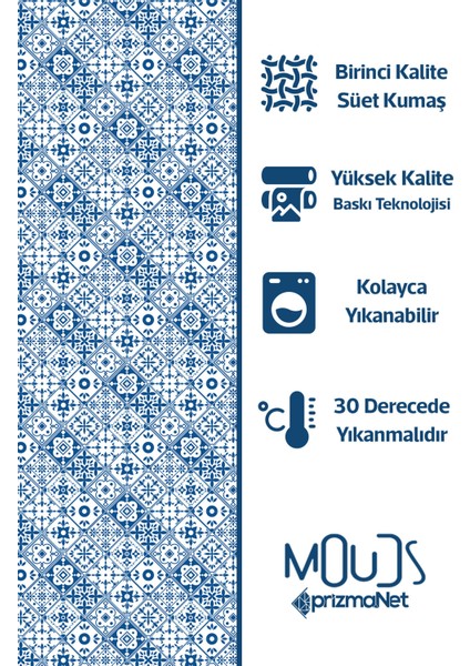 Turkey Ethnic Desenli Süet Oturma Odası Salon Fon Perde Baskılı Ekstrafor Büzgü Tek Kanat PRD-1085