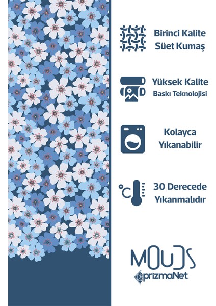 Nowon 1 Desenli Süet Oturma Odası Salon Fon Perde Baskılı Ekstrafor Büzgü Tek Kanat PRD-1028
