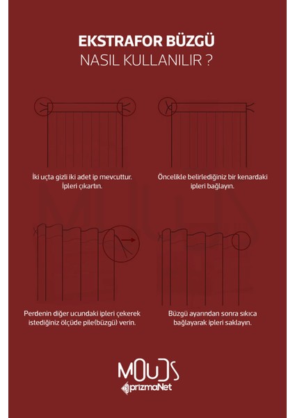 Burgundy 2 Desenli Süet Oturma Odası Salon Fon Perde Baskılı Ekstrafor Büzgü Tek Kanat PRD-1056