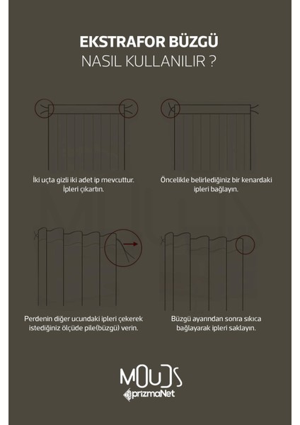 Krem El Yazısı Desenli Süet Oturma Odası Salon Fon Perde Ekstrafor Büzgü Tek Kanat PRD-1096