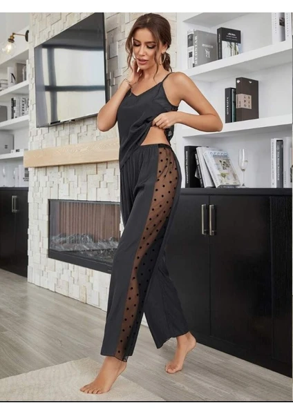 Rasa Home Wear Tül Detaylı Askılı Pijama Takımı